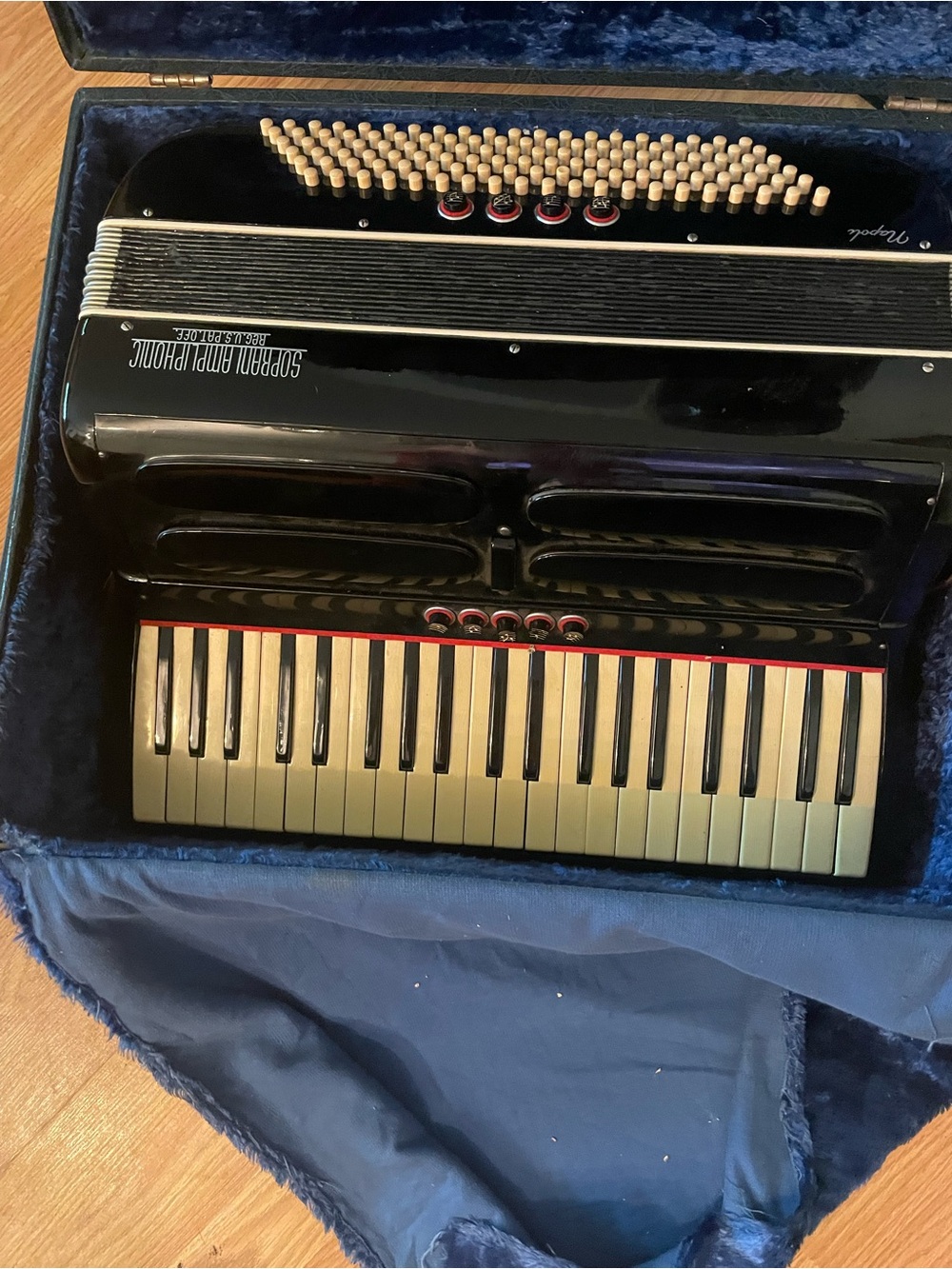 Black Piano Accordion with Ivory Keys